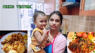 My Friday Lunch Routine | Chicken Egg Dum Biryani | Pomfret Fry | Pinkis Venture