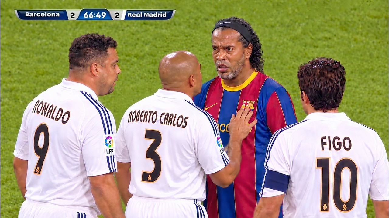 Retired Ronaldinho MASTERCLASS vs Real Madrid Legends