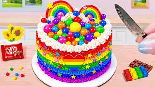 Creando Lindos Pasteles Arcoíris Sonrientes ASMR🌈🎂Satisfying Miniature Cake Decorating & Tiny Baking