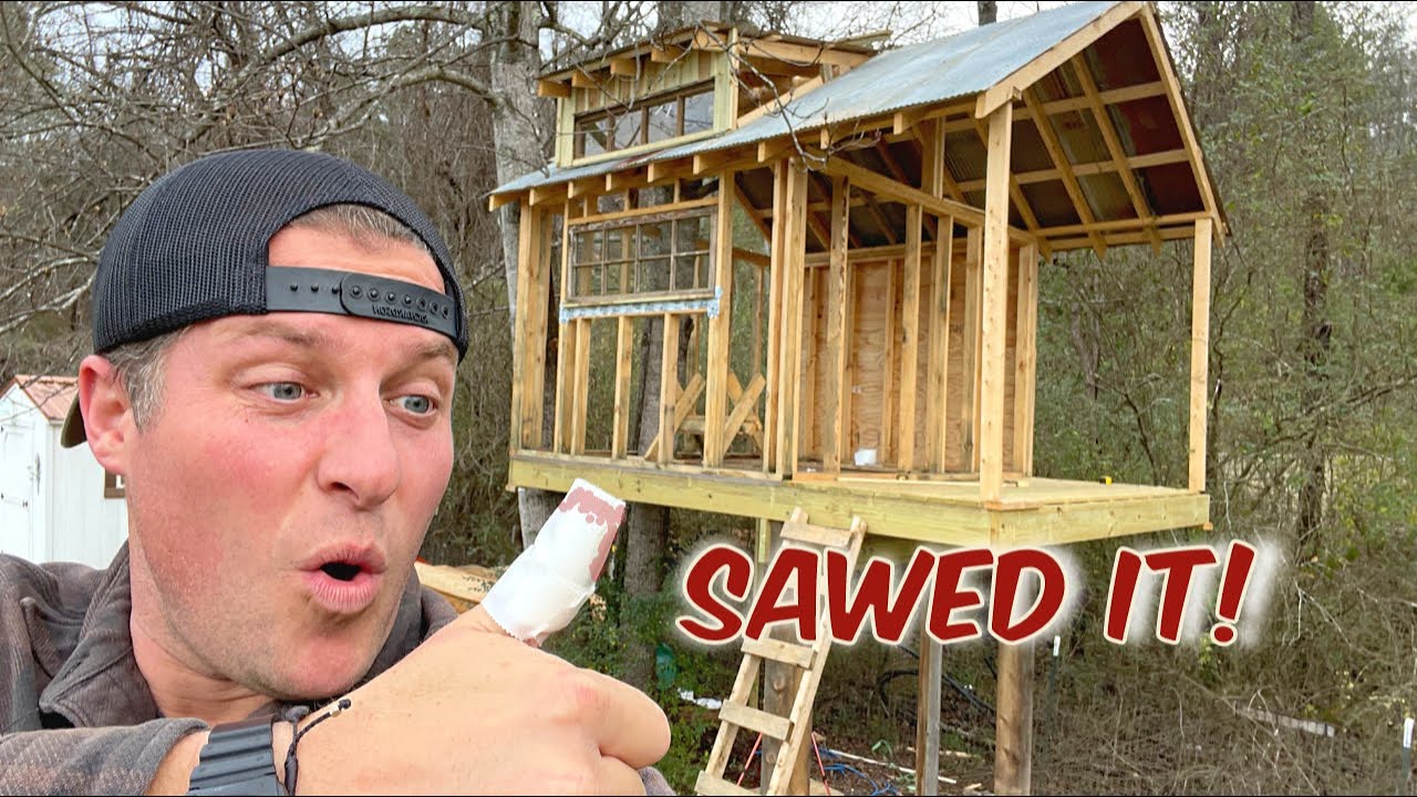 ALMOST LOST IT! How to build a treehouse. Pt 3