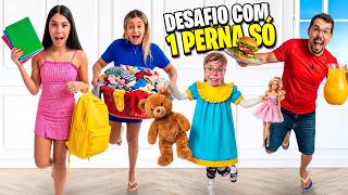 DESAFIO FAZENDO TUDO COM 1 PERNA SÓ! | Família Araújo