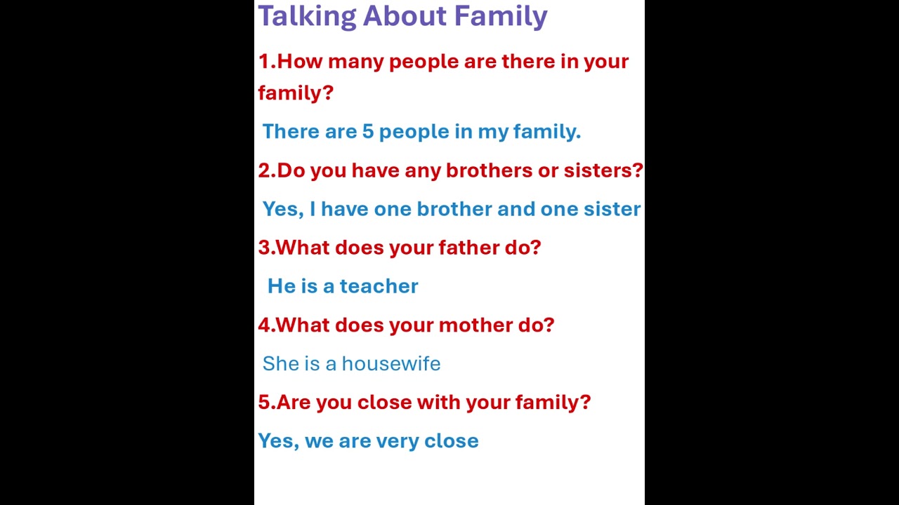 Talking about family English Practice