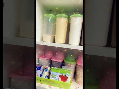 تنظيم دولاب الخزين أو المونة كل ما هو طعام بقوليات حبوب بهارات سمن زيت ومشروبات تحدي اليوم الثالث