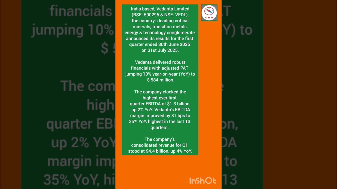 (06/08/25)Vedanta's Q1 Adjusted Profit Surges 10% to $584 million