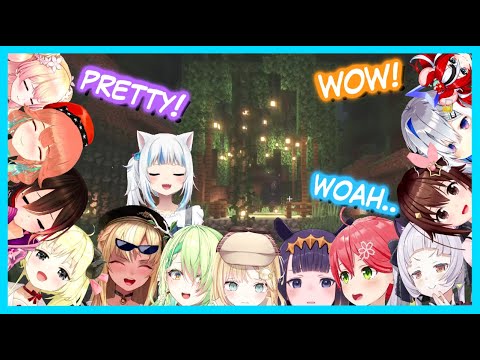 Hololive Reacts To Gura S Secret Garden Compilation Hololive Minecraft EN Server