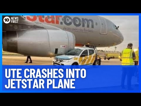 Security Vehicle Crashes With JetStar Plane On Airport Runway | 10 News First