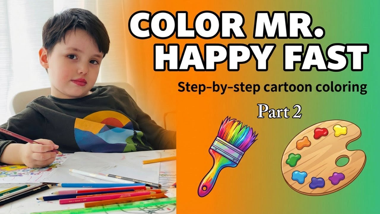 How to Color Mr. Happy | Step-by-Step Cartoon Coloring Tutorial – Part 2