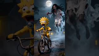 Simpson family cycling on haunted road 😱💥 #simpsons #thesimpsons #scary #horror #memes