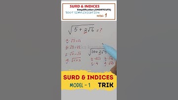 Surd and Indices | Root Simplification Model 1 | Surd Simplification #shorts #surdsandindices #surds