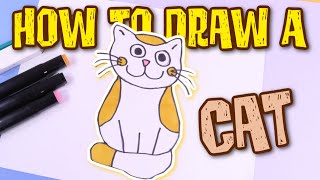 Let&#39;s Draw a cat together step by step for kids