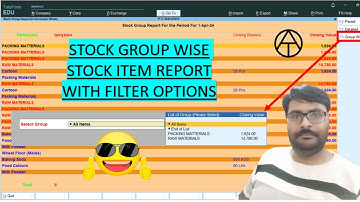 Stock Group Wise Stock Item Report With Filter Tally TDL || @anuragtiwari7149 ||