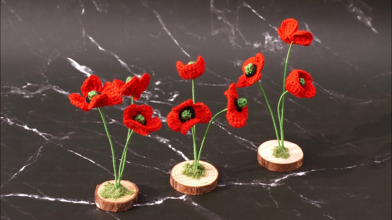 AMAPOLAS PEQUEÑAS EN CROCHET🪴🪴🪴🪴🪴🪴