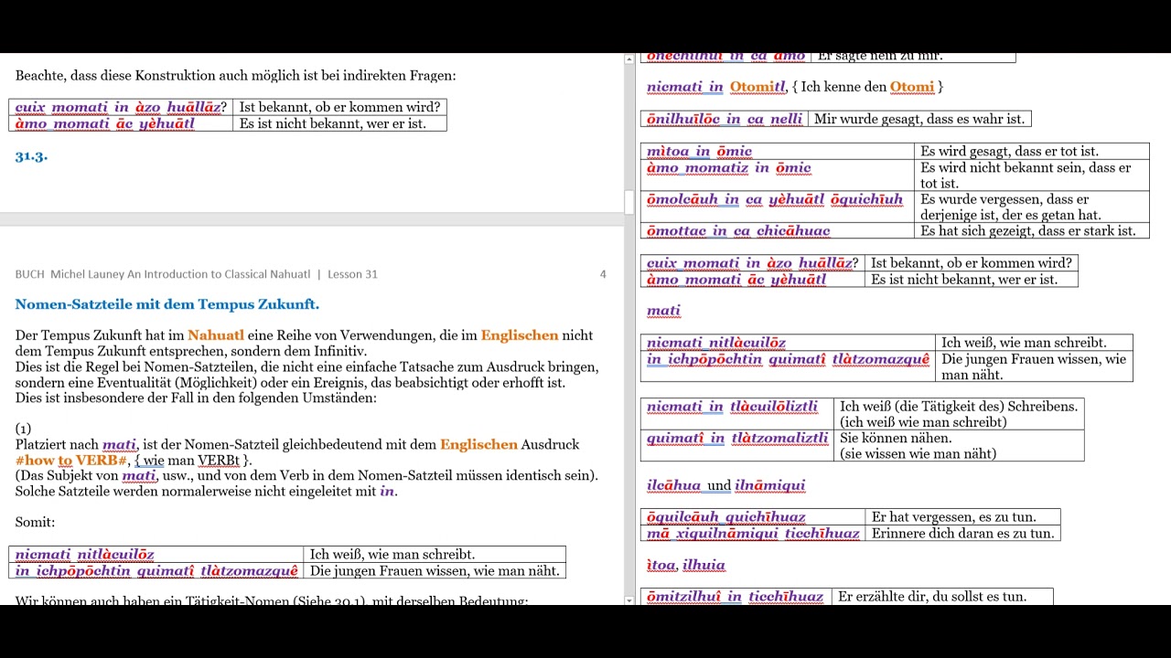 Hörbuch Digital vorgelesen!] Teil 35 • Launey Grammatik • 31 [Nahuatl Deutsch] - YouTube