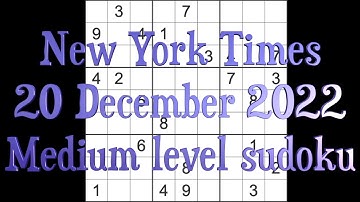 Sudoku solution – New York Times sudoku 20 December 2022 Medium level