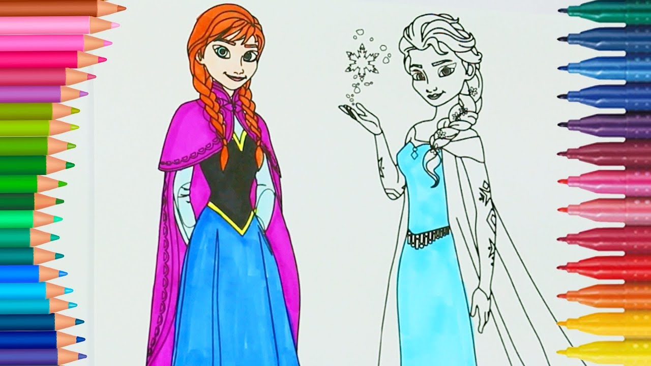 Frozen Anna Ve Elsa Boyama Boyamalar Boyama Kitabi Rainbow