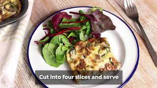 Goats cheese, walnut & caramelised onion quiche