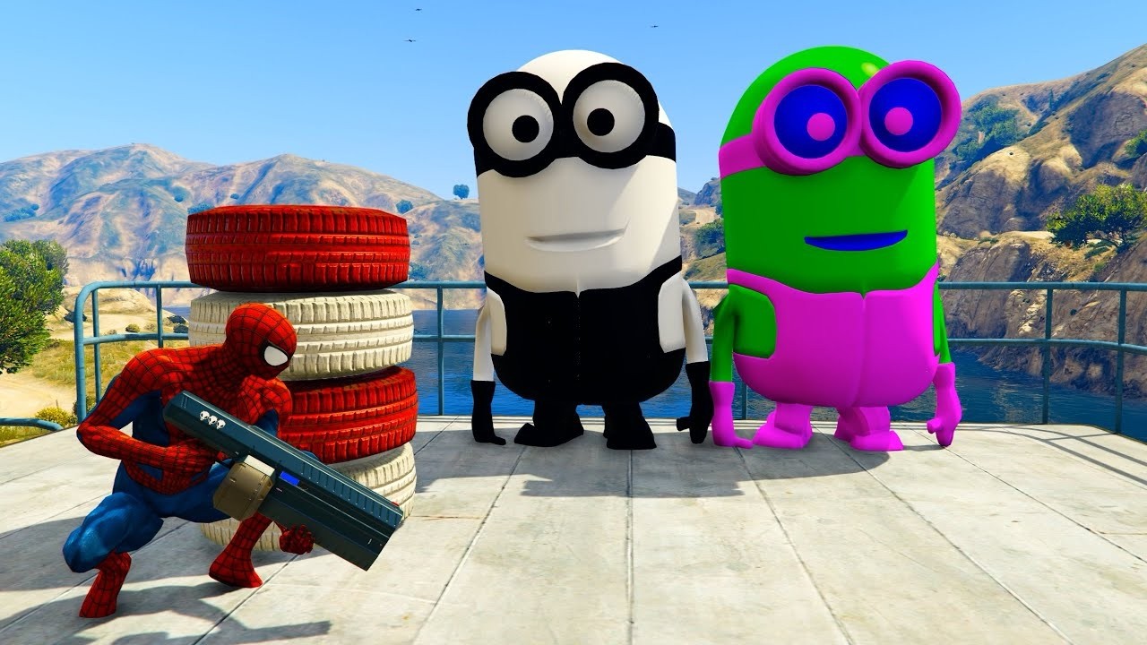 GTA V Funny Ragdoll Moments – Spiderman vs Blue Minion Epic Episode.#