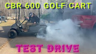 CUSTOM Golf Cart-Honda CBR 600 build! Walkaround and TEST DRIVE.