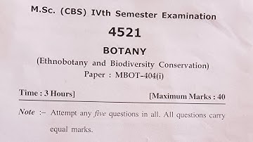 Ethnobotany and Biodiversity Conservation MBOT-404(i) Question Paper MSc botany 4th semester HPU