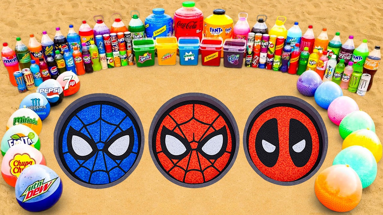 How to Make Spiderman Family Hole – Blue Spiderman, Red Spiderman and Deadpool, Fanta, Cola & Mentos
