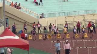 20140307 2014港都盃全國中等學校田徑錦標賽暨公開賽高女100公尺跨欄決賽 國立東大體中陳譽瑄奪金牌、國立桃園農工鄭惠雯奪銀牌、國立桃園農工張雅琦奪銅牌。國