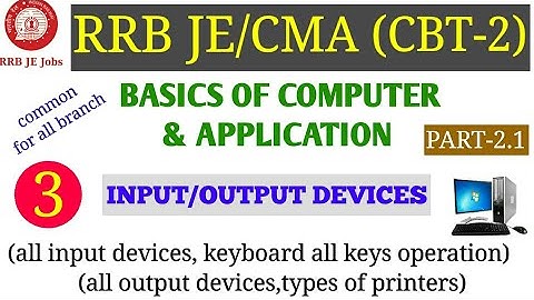 COMPUTER INPUT/OUTPUT DEVICES FOR RRB JE/CMA CBT-2 (COMMON FOR ALL BRANCH OF ENGINEERING)