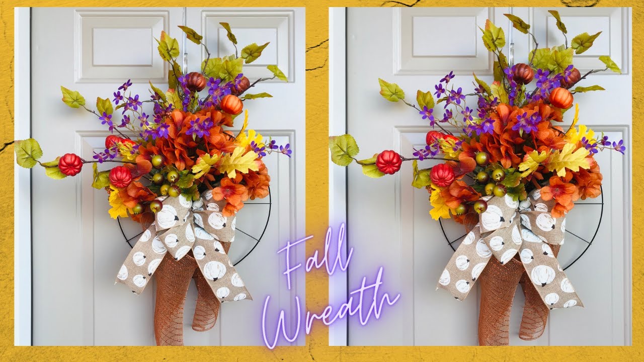 EASY 🍂FALL DOLLAR TREE BICYCLE/WAGON WHEEL WREATH DOOR SWAG DIY🌻PLUS