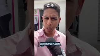 Singer João Lima appears at the Women's Police Station this morning.