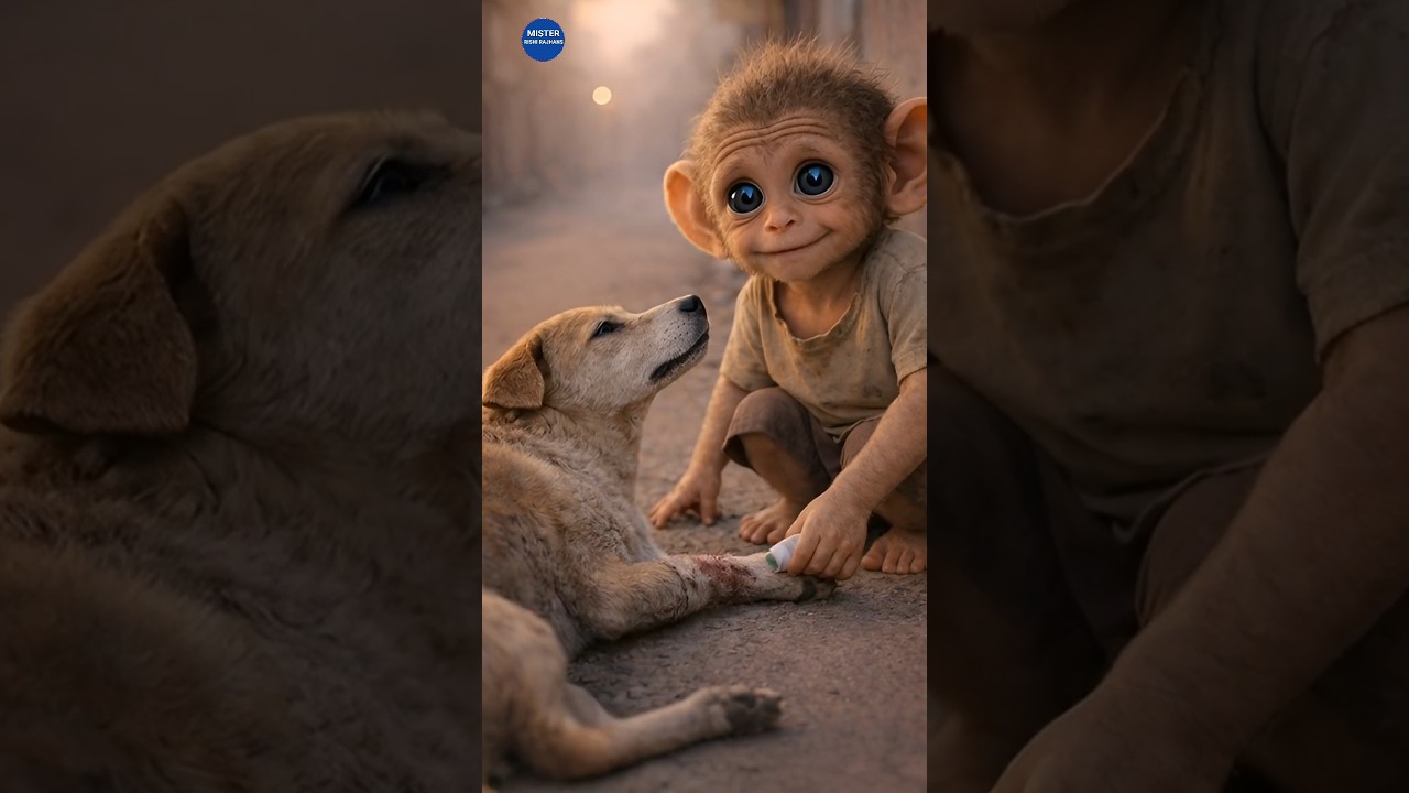 "Little monkey help to dog 🐶 Emotional story" 