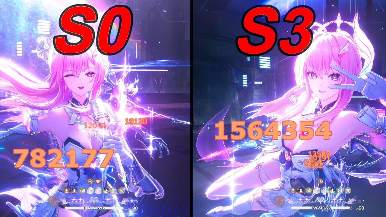 От S0 до S3! Демонстрация урона, наносимого Эймиат с помощью её оружия и последовательностей атак...