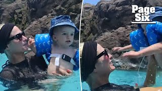 Paris Hilton sparks moms’ concerns after son wears life jacket backwards in swimming video