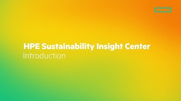 HPE Sustainability Insight Center Introduction