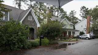 Rain Walk with Umbrella in North Carolina Neighborhoods | Nature Sounds for Sleep and Study