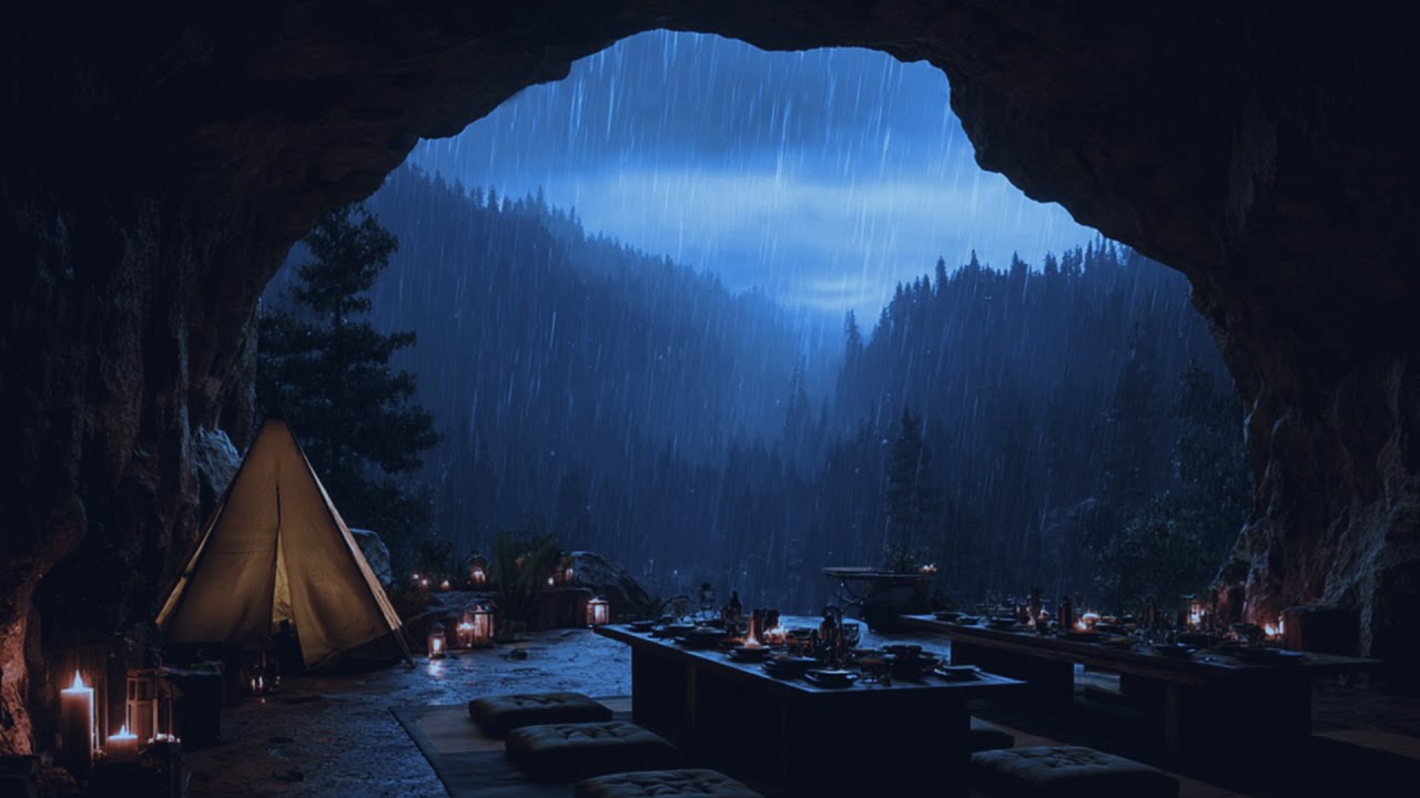 Ultimate Forest Cave Rain ⛈️ Thunder Ambience for Sleep, Relaxation and Calm
