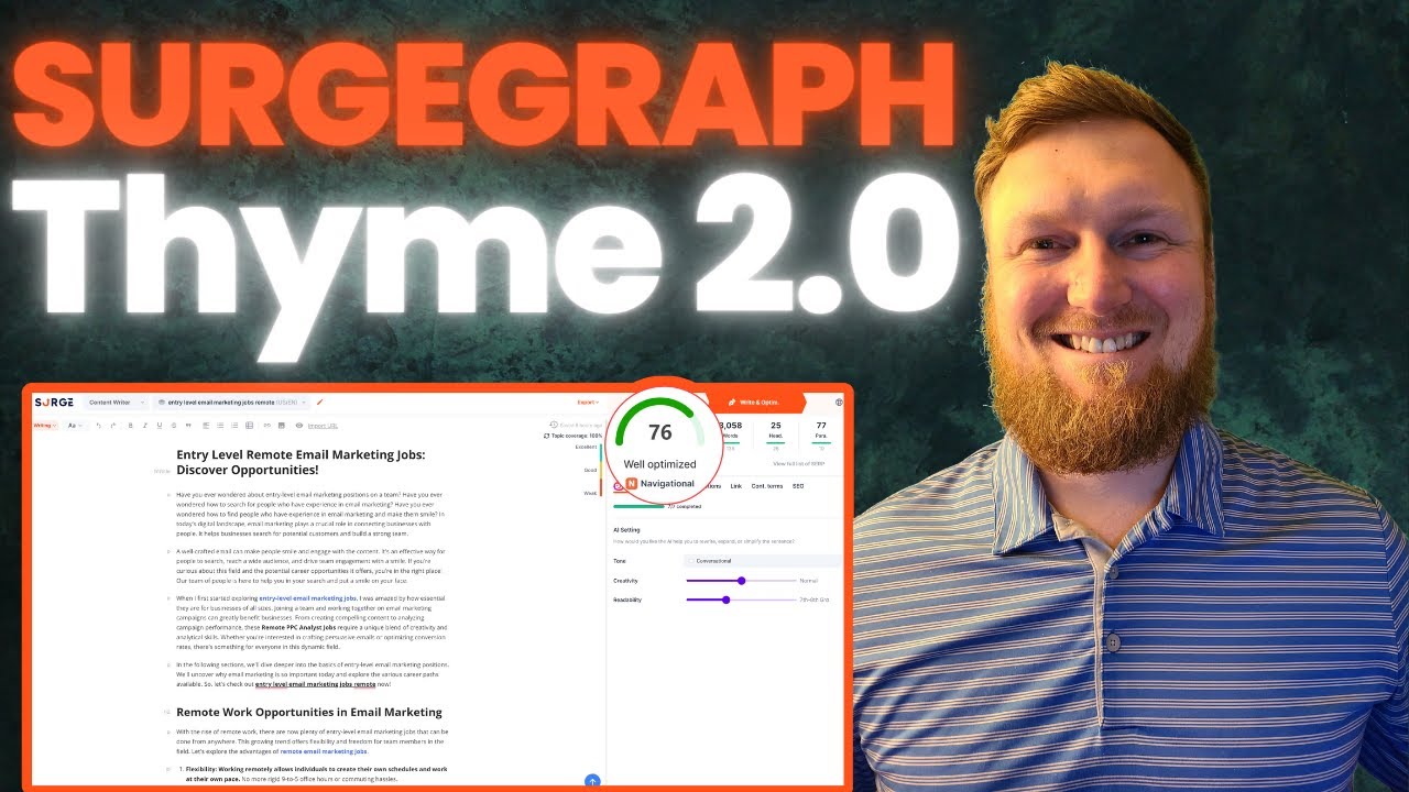 SurgeGraph Lonform AI Now Thyme 2.0 - (13 New Updates)