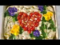 Heart &amp; Flower Design on Sourdough Focaccia Bread ❤️🌱🌼