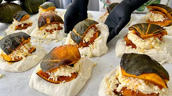 A Whole Pumpkin Inside Bread?! Popular Cheesy Pumpkin Ciabatta - Korean Street Food