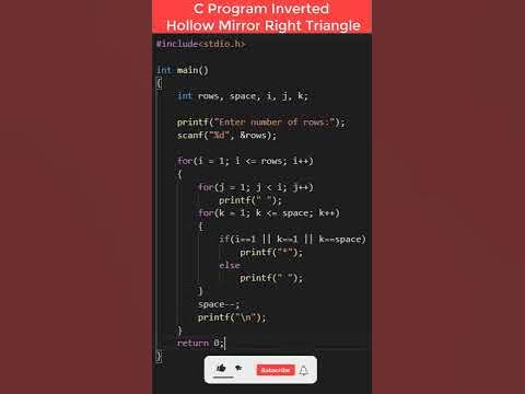 C Program Print Hollow Inverted Mirrored Right Triangle Star Pattern # ...