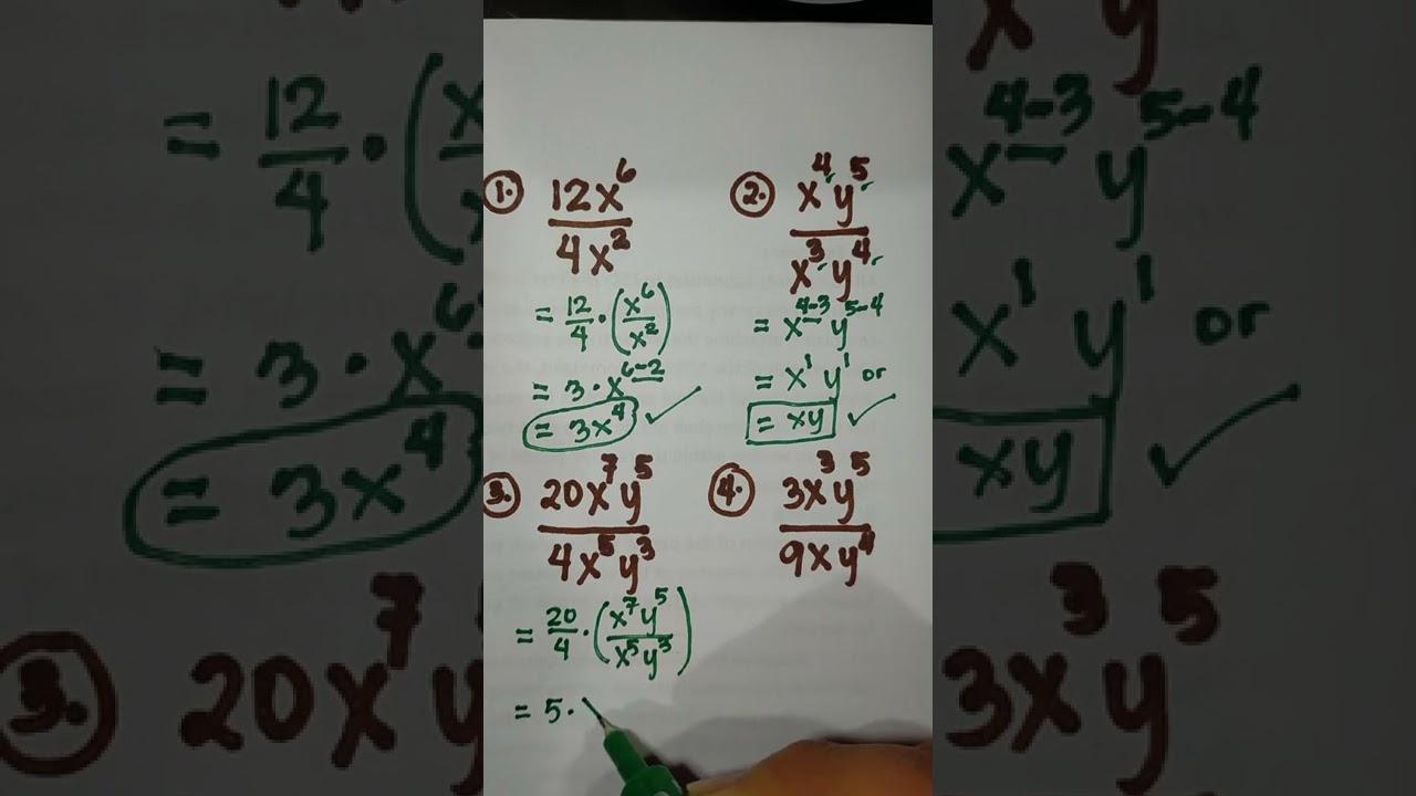 ALGEBRA: DIVISION OF MONOMIALS