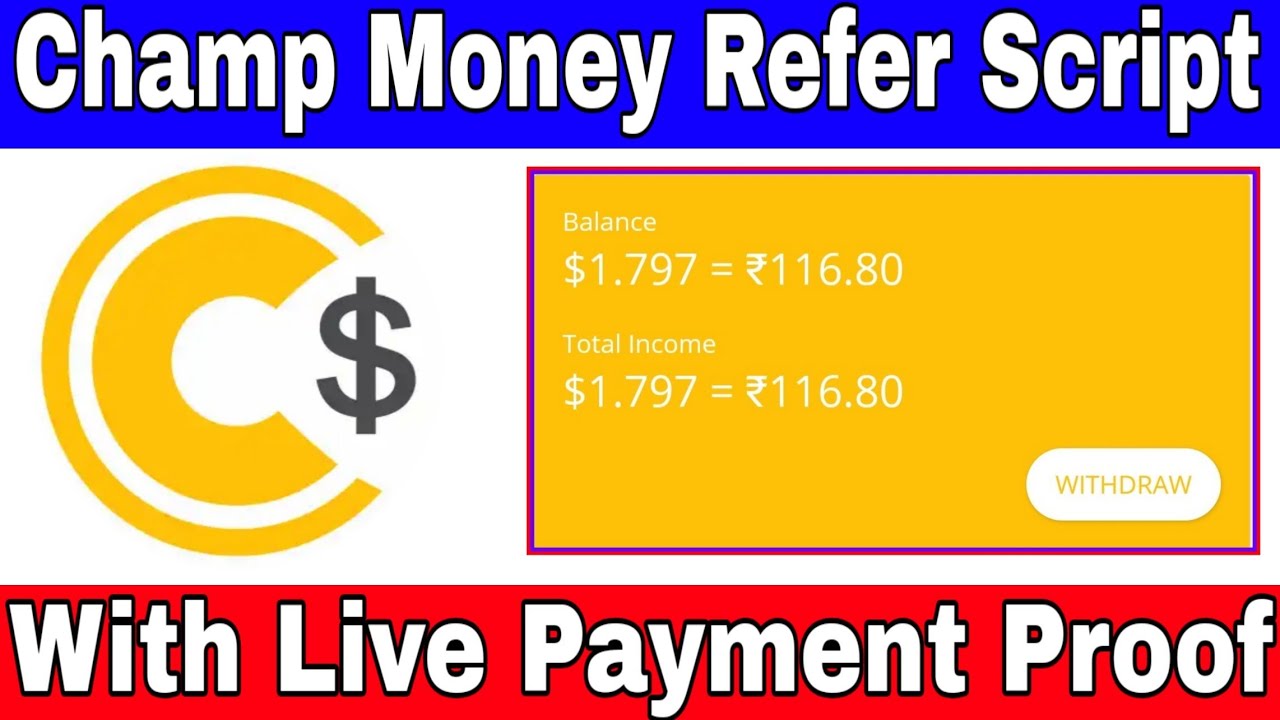 Champ Money App Refer Bypass Script, With Live Payment Proof
