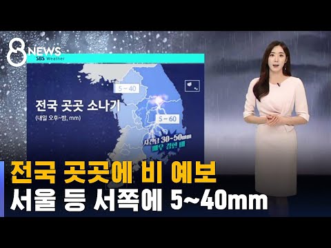 날씨 전국 곳곳에 비 예보 서울 등 서쪽에 5 40mm SBS 8뉴스 