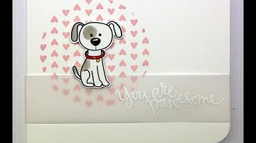 Adorable puppy from SSS,  bg created with coloured embossing paste Video#30  Card making tutorial