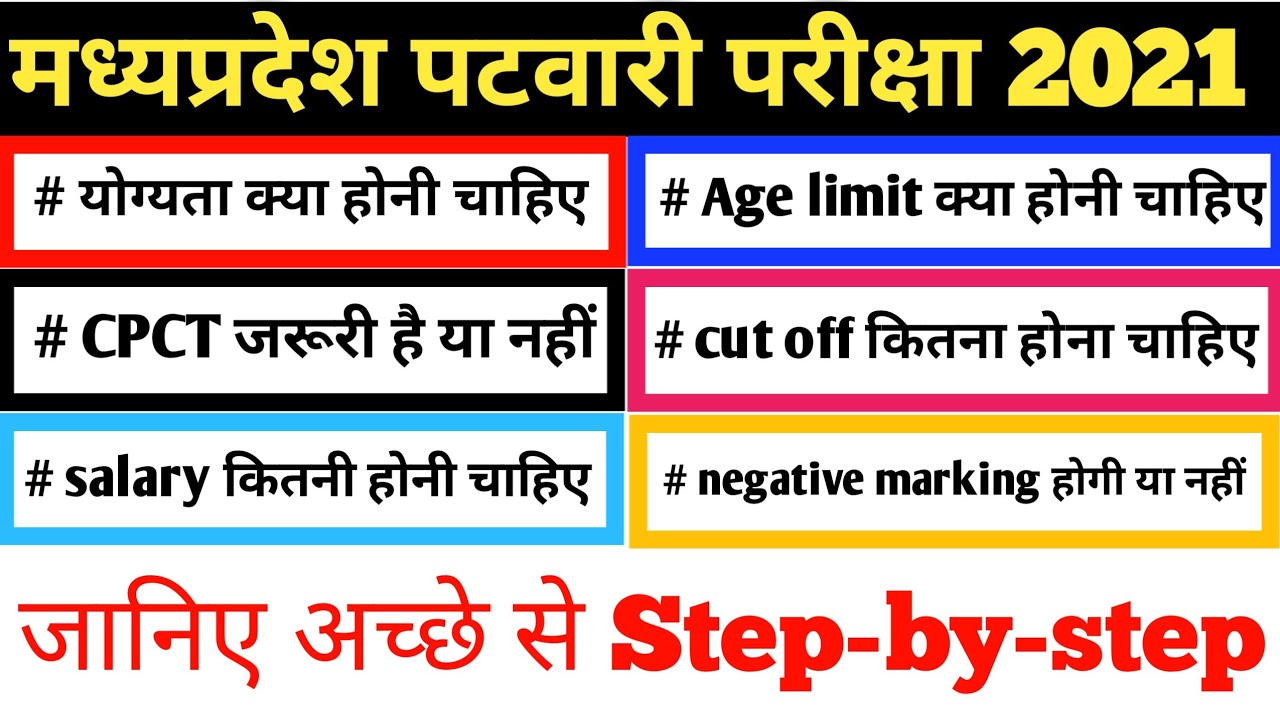 mp patwari 2021-2022 qualification, age limit, negative marking, CPCT, salary, cut off 2021 |