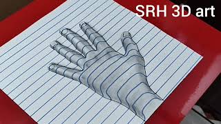 how to draw 3D hand on paper step by step l 3d illusions drawing #3dart #illusion #viral #art #3d