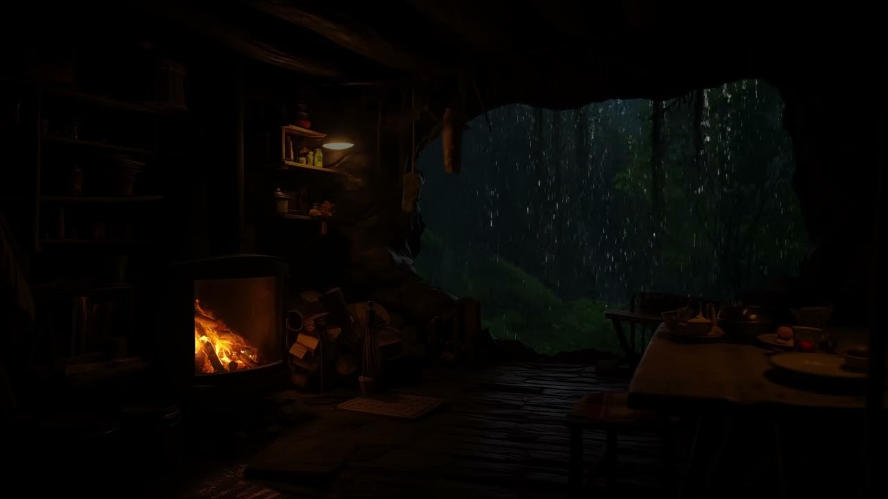 Durma Bem Com O Som Da Chuva - Relaxe Na Sua Gruta, Uma Pequena Gruta Na Floresta