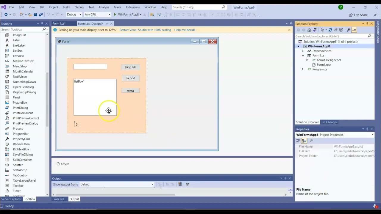 C# Windows Forms Lektion 3b del 1 Listbox, Panel, fler Forms - YouTube