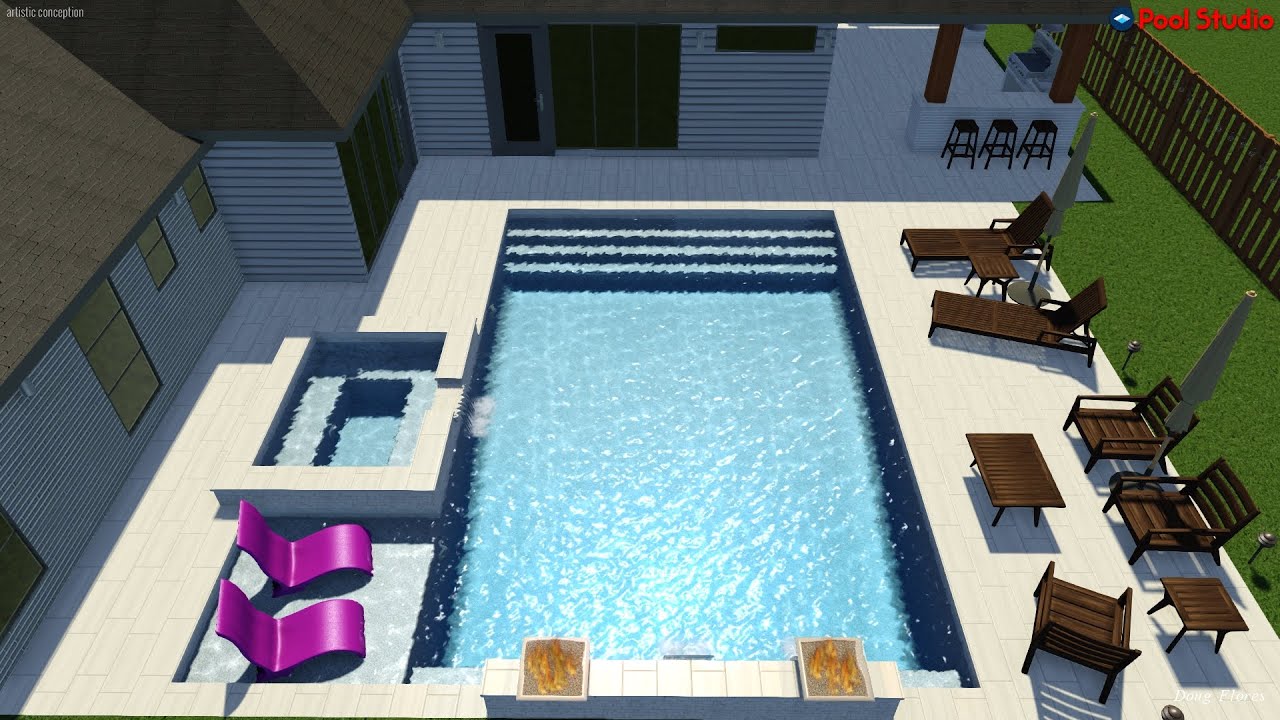 Adam Pool Design With Outdoor Kitchen - YouTube