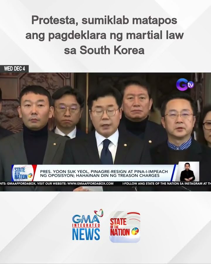 Protesta, sumiklab matapos ang pagdeklara ng martial law sa South Korea | SONA