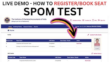 live Demo: How to Register ICAI SPOM Test | How to Book Seat SPOM Test | ICAI SPOM Test Registration