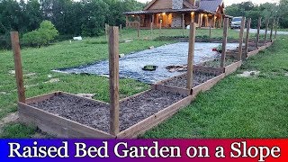 Building Raised Beds down a slope  Fenced in Garden Area  Part 3